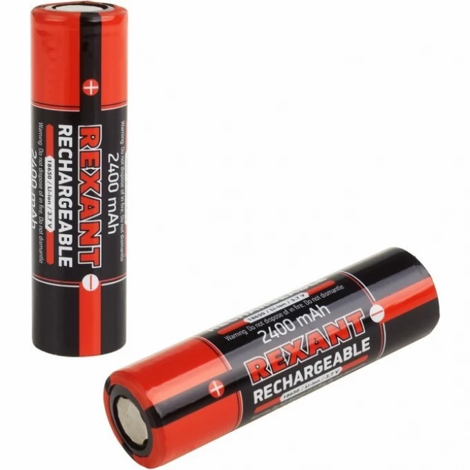 Аккумулятор REXANT 18650 unprotected Li-ion 2400 mAH 3.7 В, 2 шт. 30-2010-05 Аккумулятор REXANT 18650 unprotected Li-ion 2400 mAH 3.7 В, 2 шт. 30-2010-05