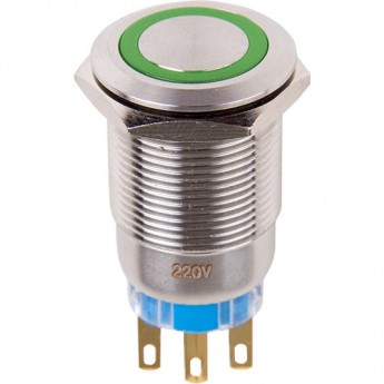 Кнопка антивандальная REXANT 19 12В фикс подсветка зеленая Кнопка антивандальная REXANT 19 12В фикс подсветка зеленая