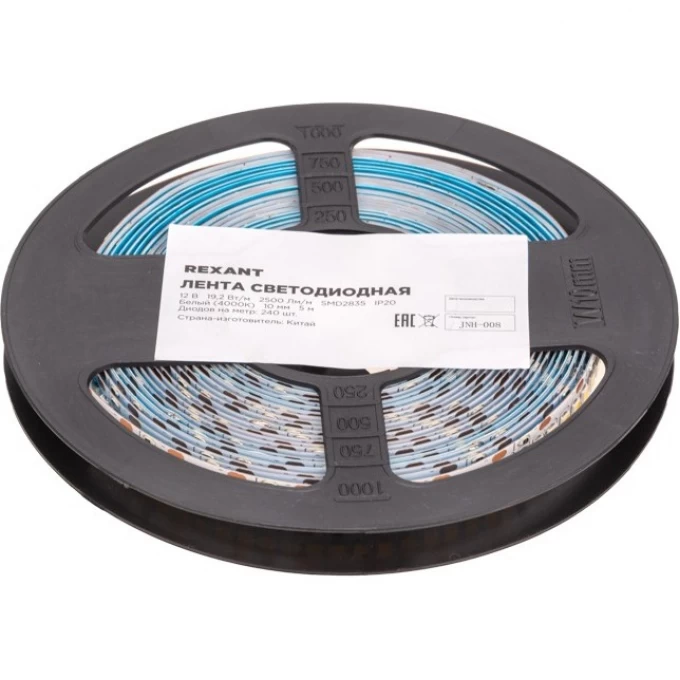 Лента светодиодная REXANT 12В, SMD2835, 19,2Вт/м, 240 LED/м, 4000K, 10мм, 5м, IP20 141-224 Лента светодиодная REXANT 12В, SMD2835, 19,2Вт/м, 240 LED/м, 4000K, 10мм, 5м, IP20 141-224