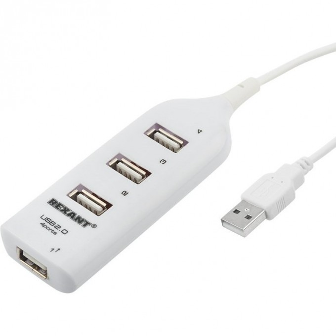 Разветвитель REXANT USB 2.0 на 4 порта белый 18-4105-1 Разветвитель REXANT USB 2.0 на 4 порта белый 18-4105-1