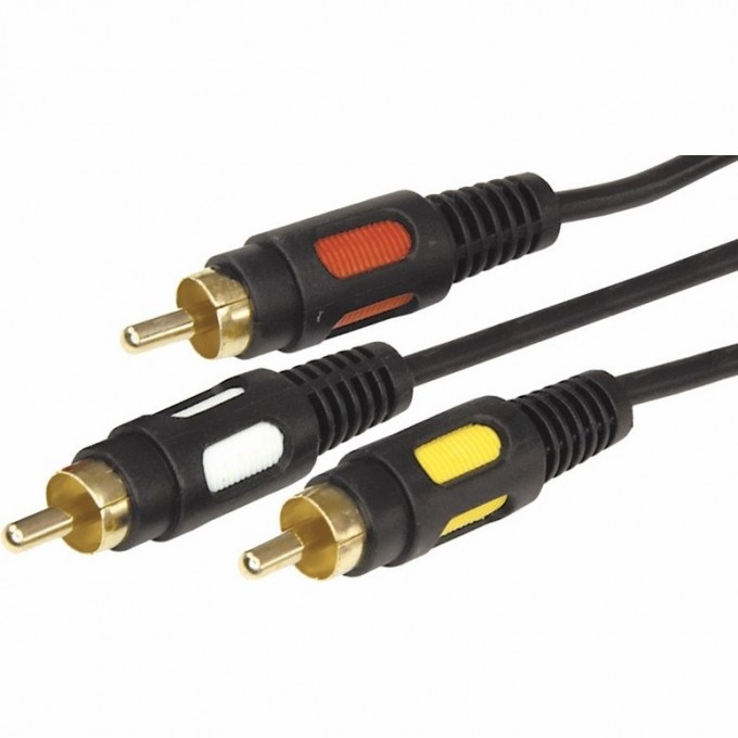 Шнур REXANT 3 RCA - 3 RCA 5 м черный gold 17-0215 Шнур REXANT 3 RCA - 3 RCA 5 м черный gold 17-0215