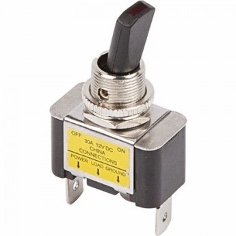 Тумблер REXANT 12V 30А однополюсный с зеленой подсветкой Тумблер REXANT 12V 30А однополюсный с зеленой подсветкой